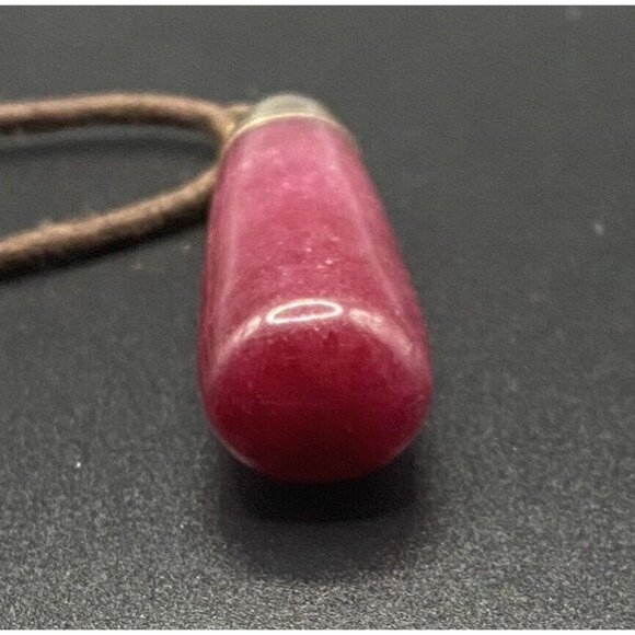 Necklace Large Dark Pink Dragon Vein Agate 26 Gram Teardrop Pendant Nylon Cord - Picture 6 of 7